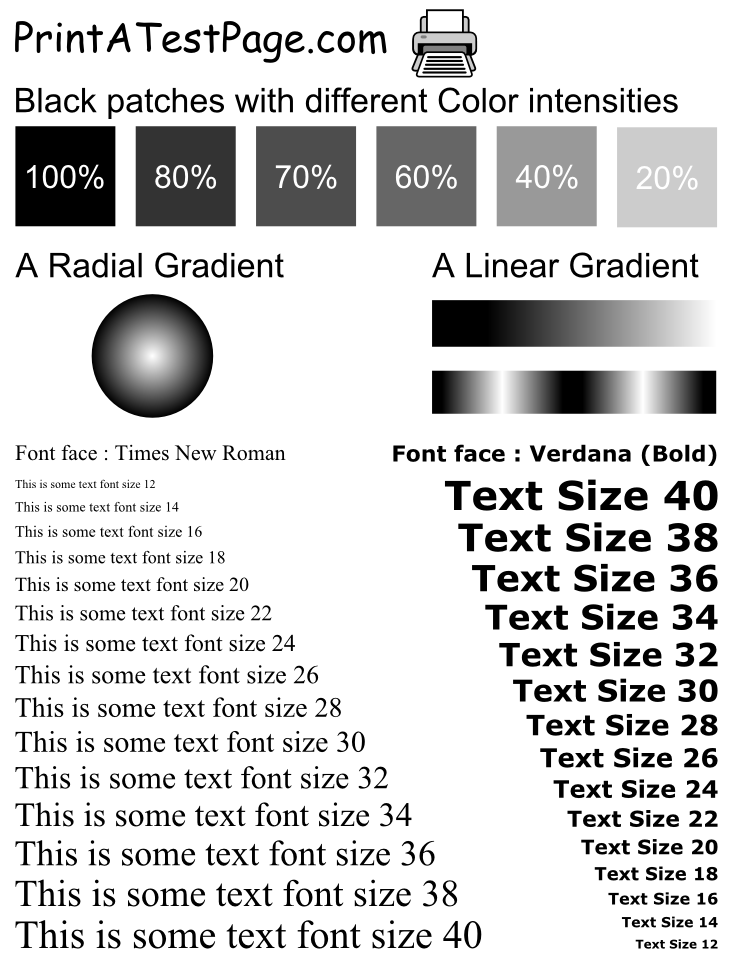 Black and White Printer test page